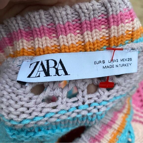 ZARA CROCHET KNIT TOP MULTICOLORED size small - Picture 2 of 6